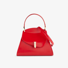 Кожаная сумка Prisma с металлической пластинкой и верхней ручкой Ferragamo, красный