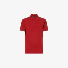Рубашка-поло из хлопкового пике с вышитым логотипом Emporio Armani, красный