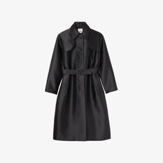 Однобортное атласное пальто Warhol Sandro, цвет noir / gris