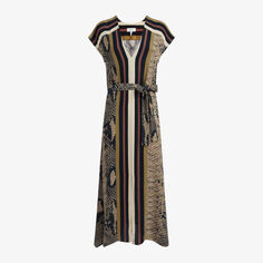 Тканое платье миди Bea с графичным принтом Reiss, коричневый