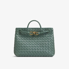 Кожаная сумка Andiamo среднего размера с верхней ручкой Bottega Veneta, зеленый
