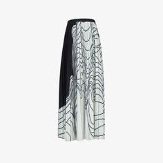Плиссированная юбка миди из крепа с абстрактным принтом Leem, черный