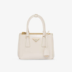 Мини-сумка-тоут Galleria из лакированной кожи Prada, цвет neutral