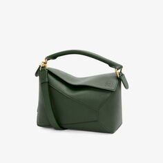 Маленькая кожаная сумка через плечо Puzzle Loewe, зеленый