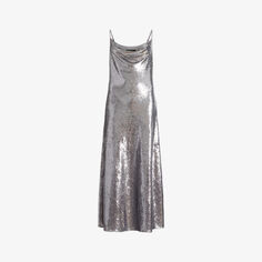 Платье макси Hadley из переработанного полиэстера, украшенное пайетками Allsaints, серый