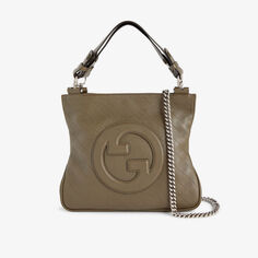 Маленькая кожаная сумка-тоут Blondie Gucci, коричневый