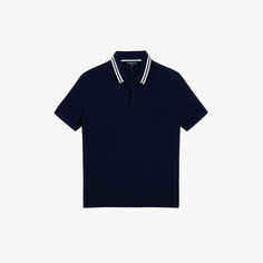 Рубашка-поло Mahana с Т-образной строчкой из эластичной ткани Ted Baker, темно-синий