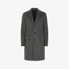 Однобортное пальто Hal из переработанного полиэстера Allsaints, серый