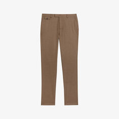 Фланелевые брюки узкого кроя Ngolo из эластичной ткани Ted Baker, коричневый