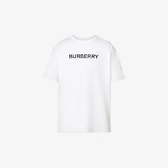 Футболка из хлопкового джерси с фирменным принтом Harriston Burberry, белый