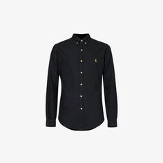 Рубашка узкого кроя из хлопка с фирменной вышивкой Polo Ralph Lauren, черный