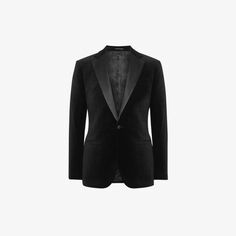 Однобортный пиджак Ace из эластичного бархата Reiss, черный