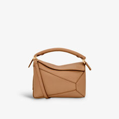 Миниатюрная кожаная сумка через плечо Puzzle Loewe, цвет toffee