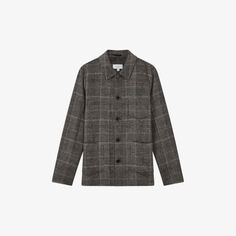 Прикрытый пиджак классического кроя из смесовой шерсти Reiss, цвет charcoal