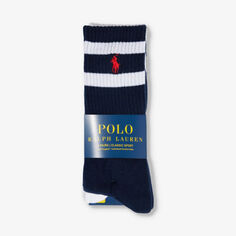 Трикотажные носки в полоску из смесового хлопка, комплект из трех штук Polo Ralph Lauren, белый