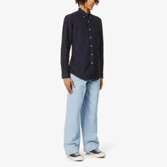 Рубашка из хлопка Оксфорд с длинными рукавами, окрашенная в готовом виде, индивидуального покроя Polo Ralph Lauren, темно-синий