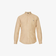 Рубашка из оксфорда из хлопка, окрашенного в готовом виде, приталенного кроя Polo Ralph Lauren, цвет surrey tan