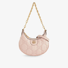 Кожаная сумка через плечо Matelassé Double G Gucci, розовый