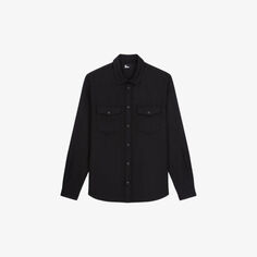 Рубашка из эластичной ткани с накладными карманами и длинными рукавами The Kooples, черный
