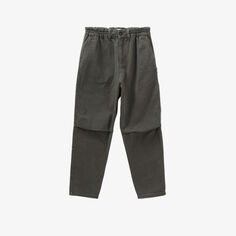 Прямые хлопковые брюки со средней посадкой и эластичной талией Ikks, цвет kaki