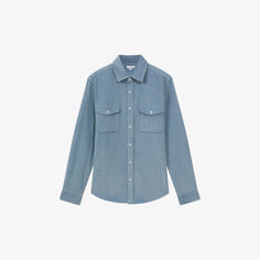 Вельветовая хлопковая верхняя рубашка Bonucci с двумя карманами Reiss, цвет ashley blue