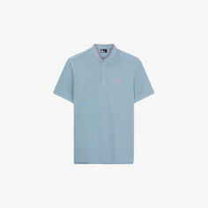 Рубашка-поло из хлопка с короткими рукавами и вышитым логотипом The Kooples, синий