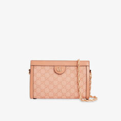 Холщовая сумка на плечо Ophidia с монограммой Gucci, цвет cloche ropink/clro
