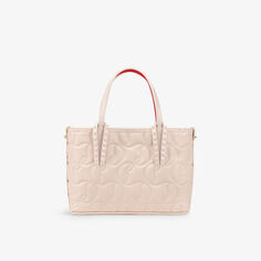 Миниатюрная кожаная сумка-тоут Cabata с тисненым логотипом Christian Louboutin, цвет leche
