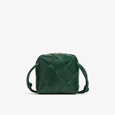 Миниатюрная кожаная сумка через плечо Camera intrecciato Bottega Veneta, зеленый