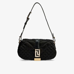 Миниатюрная плетеная сумка на плечо Greca Goddess Versace, черный