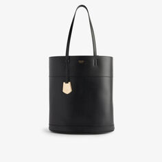 Очаровательная кожаная сумка-тоут с фирменной бляшкой Ferragamo, цвет nero