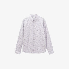 Хлопковая рубашка узкого кроя с цветочным принтом Ikks, цвет blanc