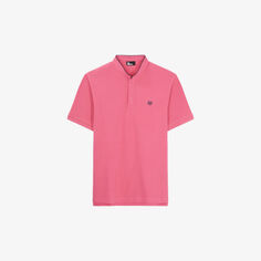 Рубашка-поло из хлопка с короткими рукавами и вышитым логотипом The Kooples, розовый