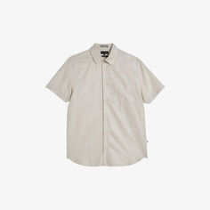Рубашка Knigfrd классического кроя из смесового льна с короткими рукавами Ted Baker, серый