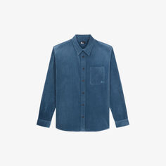 Вельветовая рубашка из эластичного хлопка с накладными карманами The Kooples, синий