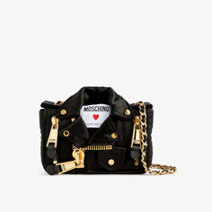 Атласная сумка через плечо In Love We Trust Biker Moschino, черный