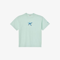 Хлопковая футболка свободного кроя с принтом «Морские звезды» Sandro, цвет bleus