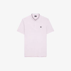 Хлопковая футболка-поло с короткими рукавами и вышитым логотипом The Kooples, розовый