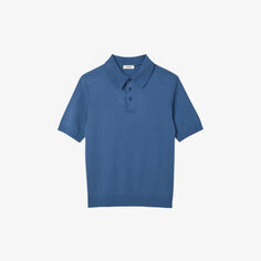 Рубашка-поло из хлопка с ребристым воротником Sandro, цвет bleus