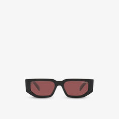 Солнцезащитные очки PR 09ZS в прямоугольной оправе из ацетата ацетата Prada, красный