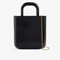 Кожаная сумка-тоут All Over с тисненым логотипом Saint Laurent, черный