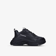 Мужские низкие кроссовки Triple S из искусственной кожи и сетки с логотипом Balenciaga, черный