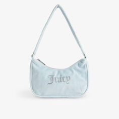Велюровая сумка на плечо, украшенная стразами Juicy Couture, цвет nantucket breeze382
