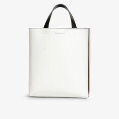 Кожаная сумка-тоут Museo с тисненым логотипом Marni, черный