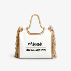 Сумка-тоут Marni x No Vacancy Inn Marcel из рафии из смесового хлопка Marni, цвет shell/pompeii