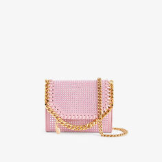 Плетеная сумка на плечо Falabella, украшенная кристаллами Stella Mccartney, розовый