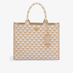 Большая плетеная сумка-тоут Symbole Prada, цвет neutral