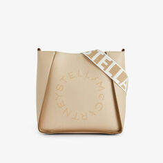 Миниатюрная сумка через плечо из веганской кожи с круглым логотипом Stella Mccartney, бежевый