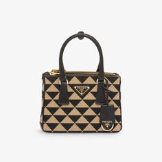 Миниатюрная плетеная сумка-тоут Symbole Prada, черный
