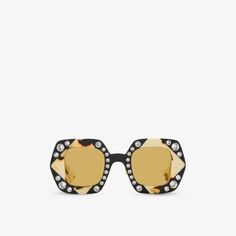 GC002005 GG1330S солнцезащитные очки из ацетата в квадратной оправе Gucci, черный